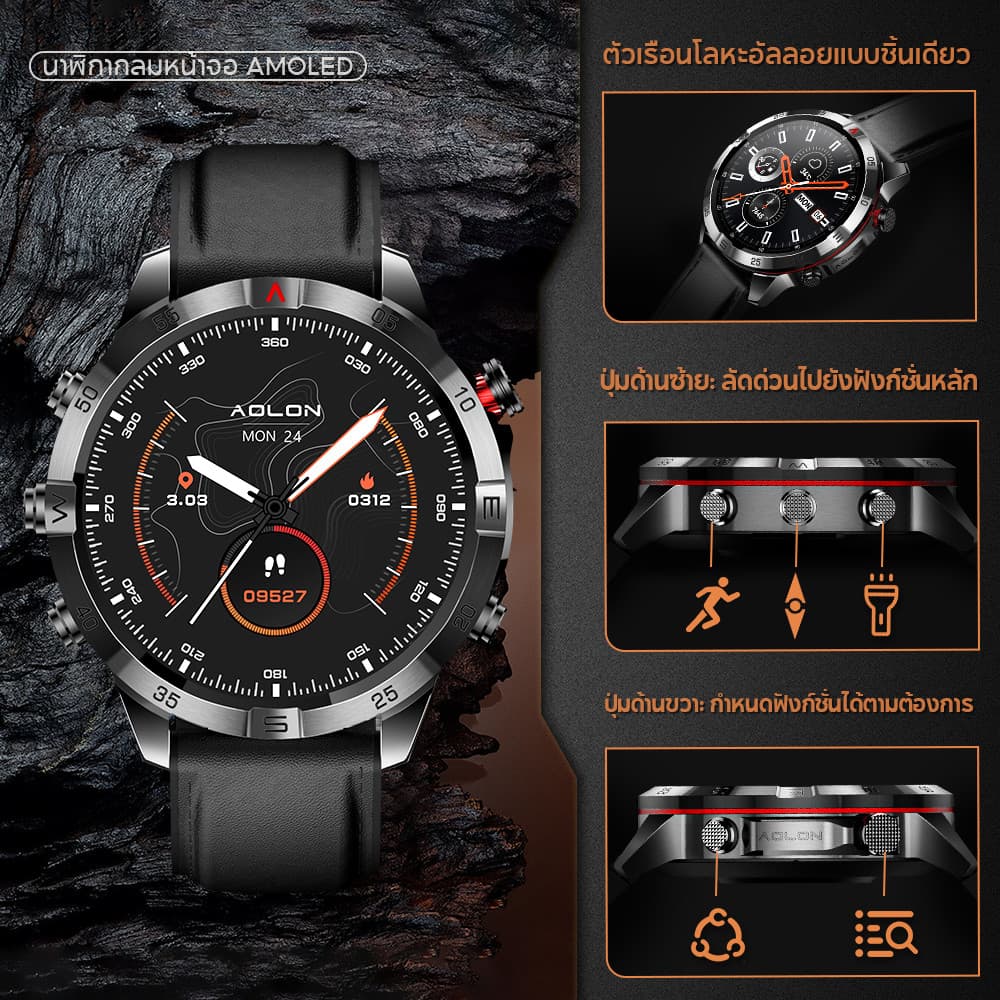 Aolon GT6 Pro 1.51'' สมาร์ทวอทช์ จอใหญ่ 500mAh smartwatch นาฬิกาวัดความดันโลหิต AMOLED นาฬิกาวิ่ง นาฬิกาโลหะ https://wayoza.com