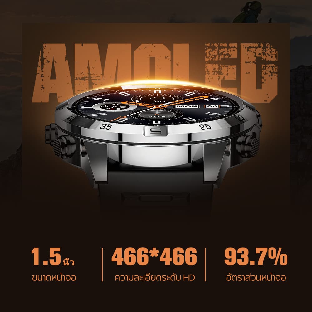 Aolon GT6 Pro 1.51'' สมาร์ทวอทช์ จอใหญ่ 500mAh smartwatch นาฬิกาวัดความดันโลหิต AMOLED นาฬิกาวิ่ง นาฬิกาโลหะ https://wayoza.com