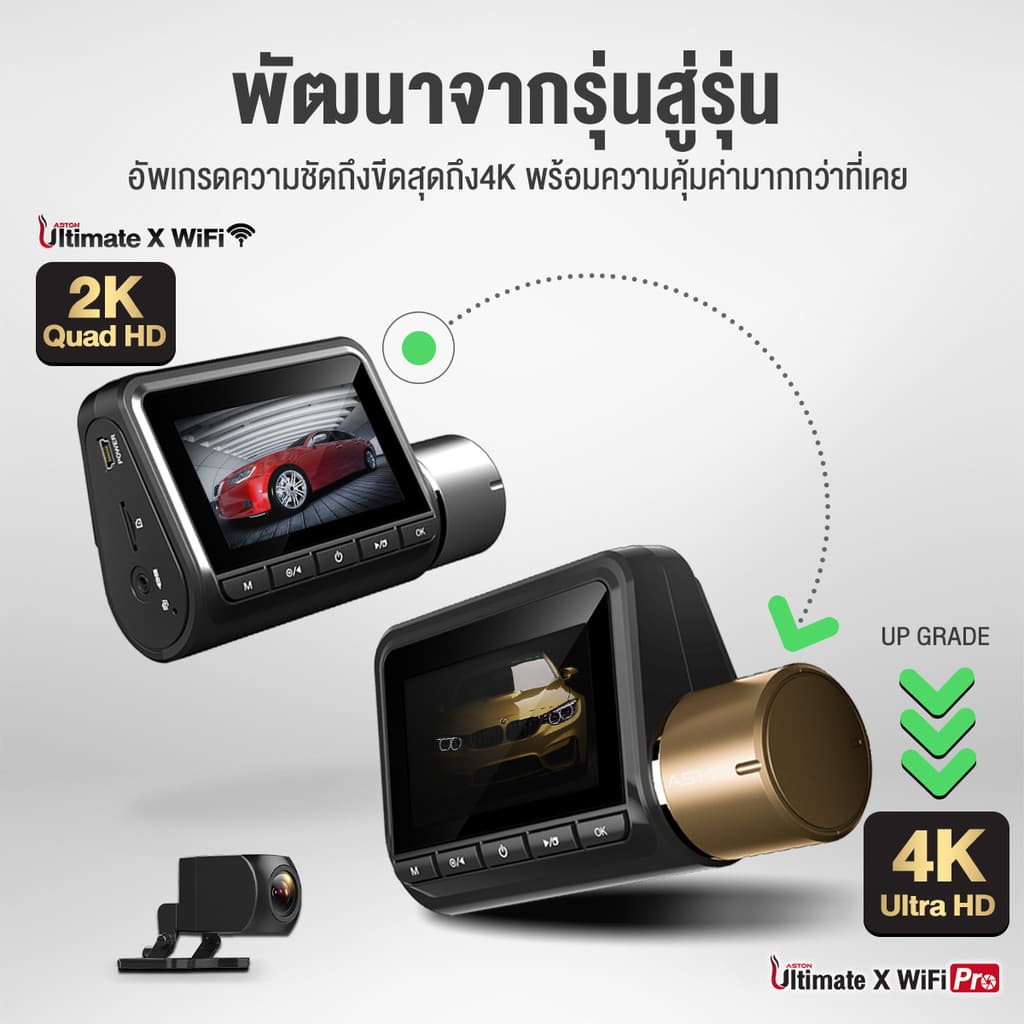 ASTON Ultimate X Wifi Pro 4K กล้องติดรถยนต์ เชื่อม WIFI สว่างกลางคืนชัดระดับ 4K รับประกัน 1 ปี https://wayoza.com