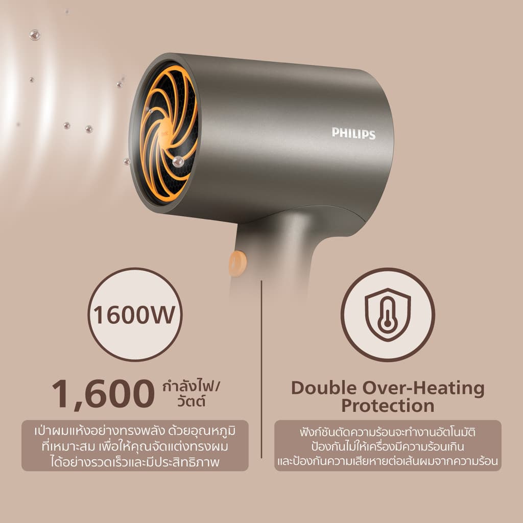 Philips รุ่น BHD321/00 ฟิลิปส์ ไดร์เป่าผม 1600W ผมนุ่มเงางามด้วย 30 ล้านไอออน https://wayoza.com