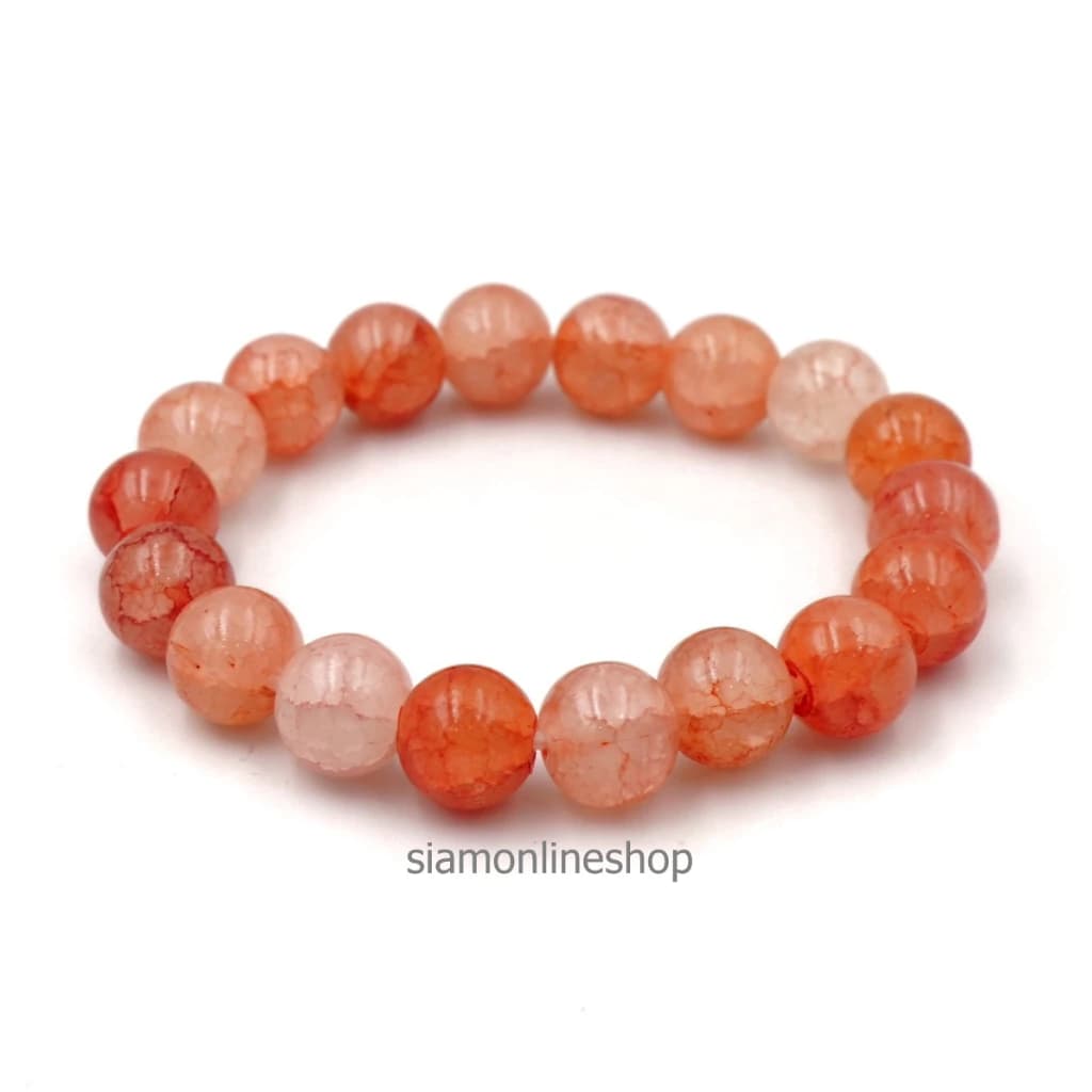 CRACKED AGATE หินเกล็ดมังกร หินสี โทนสีส้ม ขนาด 10 มม. สร้อยข้อมือหินนำโชค https://wayoza.com