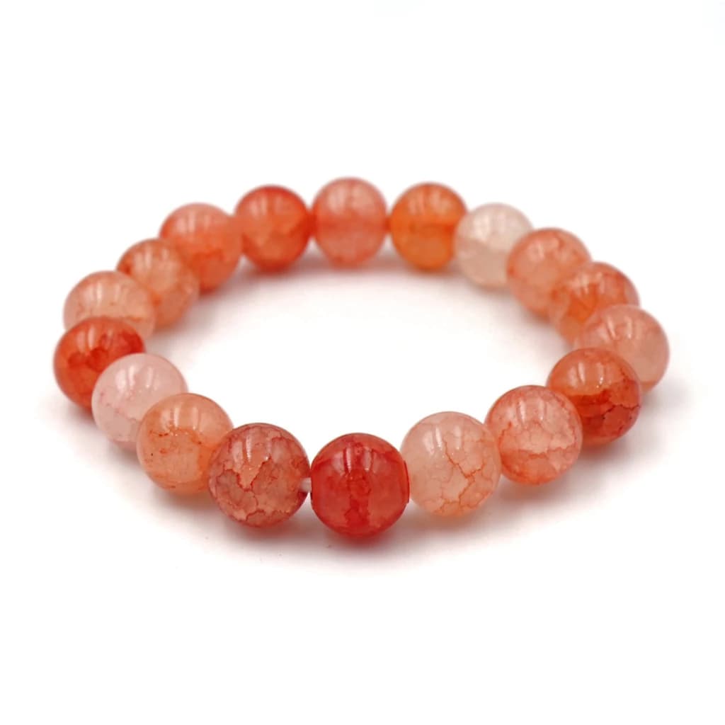CRACKED AGATE หินเกล็ดมังกร หินสี โทนสีส้ม ขนาด 10 มม. สร้อยข้อมือหินนำโชค https://wayoza.com