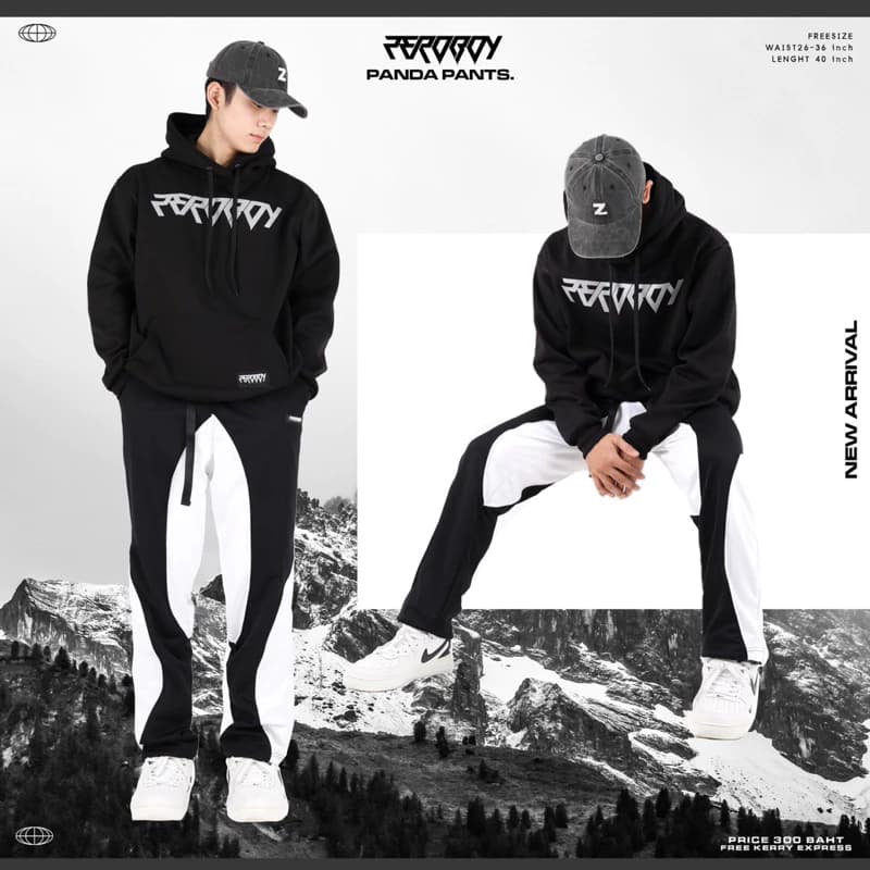 ZEROBOY - DARK PANTS  กางเกงวอร์มขายาวสีดำ New Arrival https://wayoza.com
