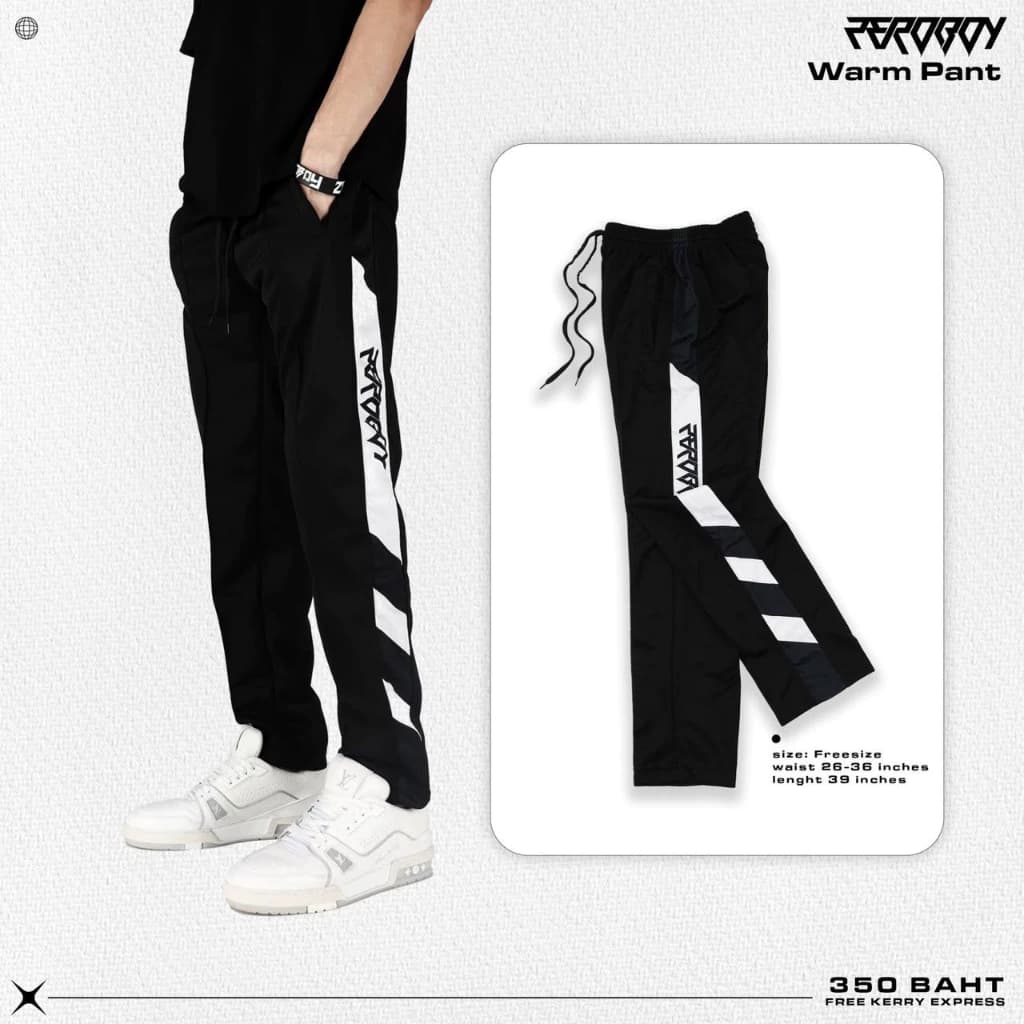 ZEROBOY - Warm Pant กางเกงขายาวผ้าวอร์มแถบพิมพ์ https://wayoza.com