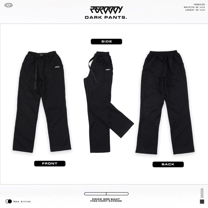 ZEROBOY - DARK PANTS  กางเกงวอร์มขายาวสีดำ New Arrival https://wayoza.com