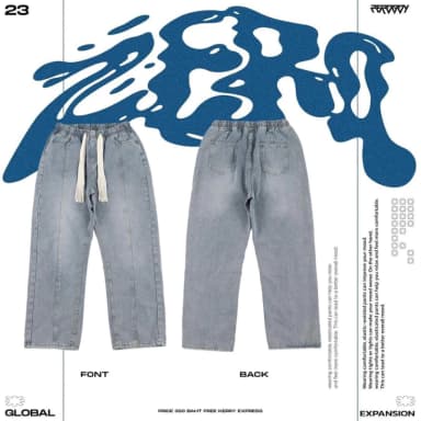 ZEROBOY - DAILY DENIM กางเกงยีนส์เอวยางยืด กางเกงยีนส์ขายาว
