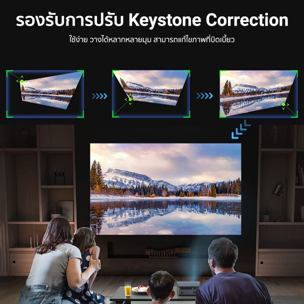 Yaber V6 โปรเจคเตอร์ Google TV 1080P FHD รองรับ 4K ความสว่าง 450 ANSI Lumens projector ดูหนัง https://wayoza.com