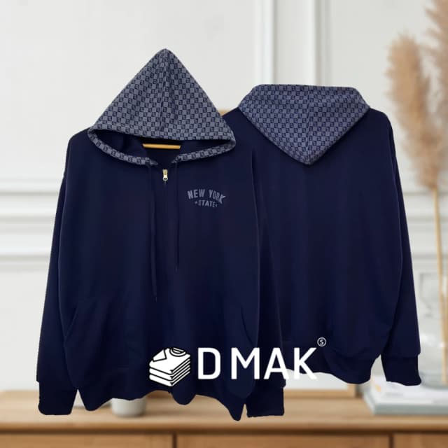 เสื้อกันหนาว เสื้อคลุมแขนยาว ฮู้ด งานพรีเมี่ยม รุ่นพิมพ์ลายหมวกตาราง New york limited สีดำ แดง กรม กาแฟ ครีม ขาว