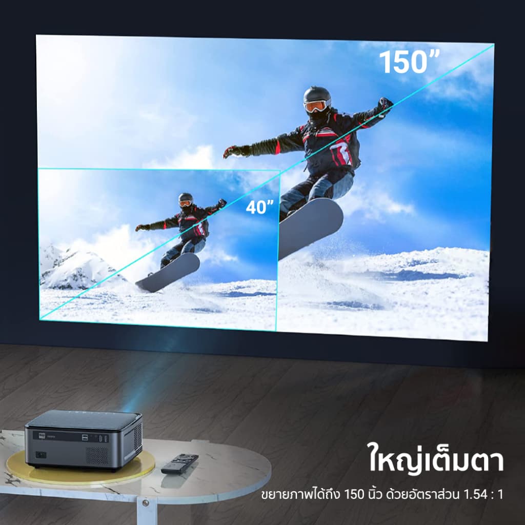 Yaber V6 โปรเจคเตอร์ Google TV 1080P FHD รองรับ 4K ความสว่าง 450 ANSI Lumens projector ดูหนัง https://wayoza.com