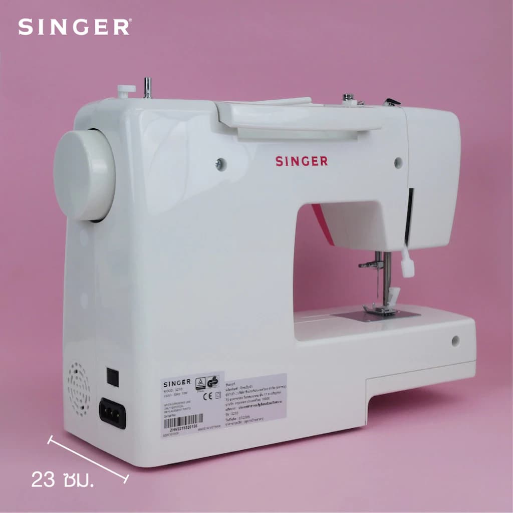 Singer 3210 จักรกระเป๋าหิ้ว Mechanical 10 ลาย ขาว-ชมพู (Mechanical 10 Stitches white -pink) https://wayoza.com