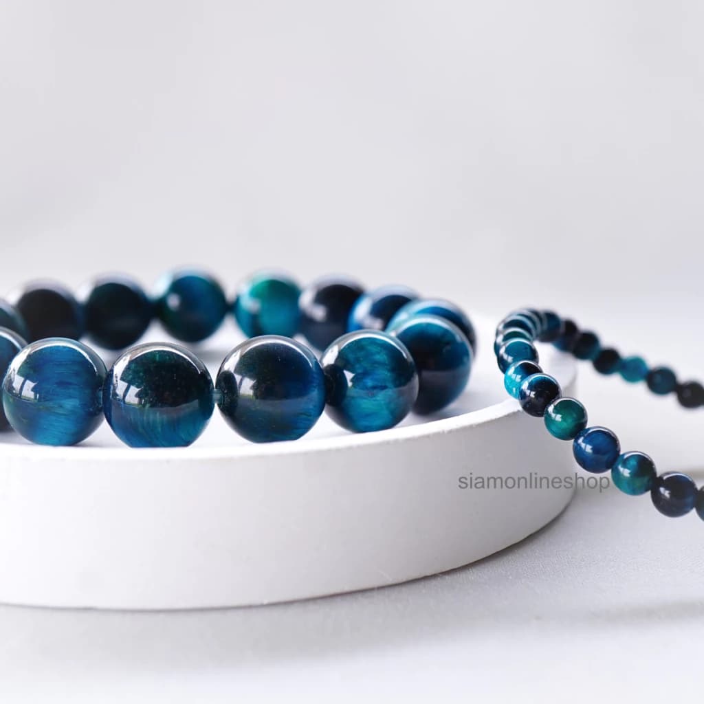 ROYAL BLUE TIGEREYE หินไทเกอร์อาย สีรอยัลบลู เลือกขนาดเม็ดหินได้ สร้อยข้อมือหินแท้ https://wayoza.com