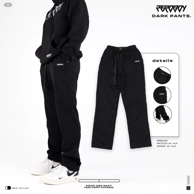 ZEROBOY - DARK PANTS  กางเกงวอร์มขายาวสีดำ New Arrival https://wayoza.com