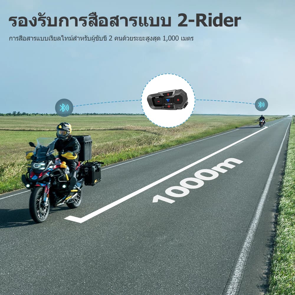 GEARELEC GX2 หมวกกันน็อคบลูทูธ อินเตอร์คอม บลูทูธ 5.1 แฮนด์ฟรี กันน้ำ IP67 ลดเสียงรบกวนอัจฉริยะ CVC นักบิด 2 คนคุยกันใน 1,000 เมตร https://wayoza.com