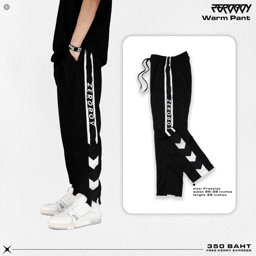 ZEROBOY - Warm Pant กางเกงขายาวผ้าวอร์มแถบพิมพ์ https://wayoza.com