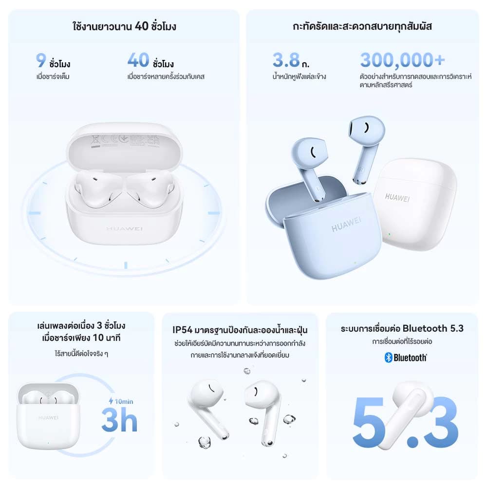HUAWEI FreeBuds SE 2 หูฟัง Bluetooth 5.3 ใช้งานยาวนาน 40 ชั่วโมง นํ้าหนักเบา สบายทุกการสวมใส่ ร้านค้าอย่างเป็นทางการ https://wayoza.com