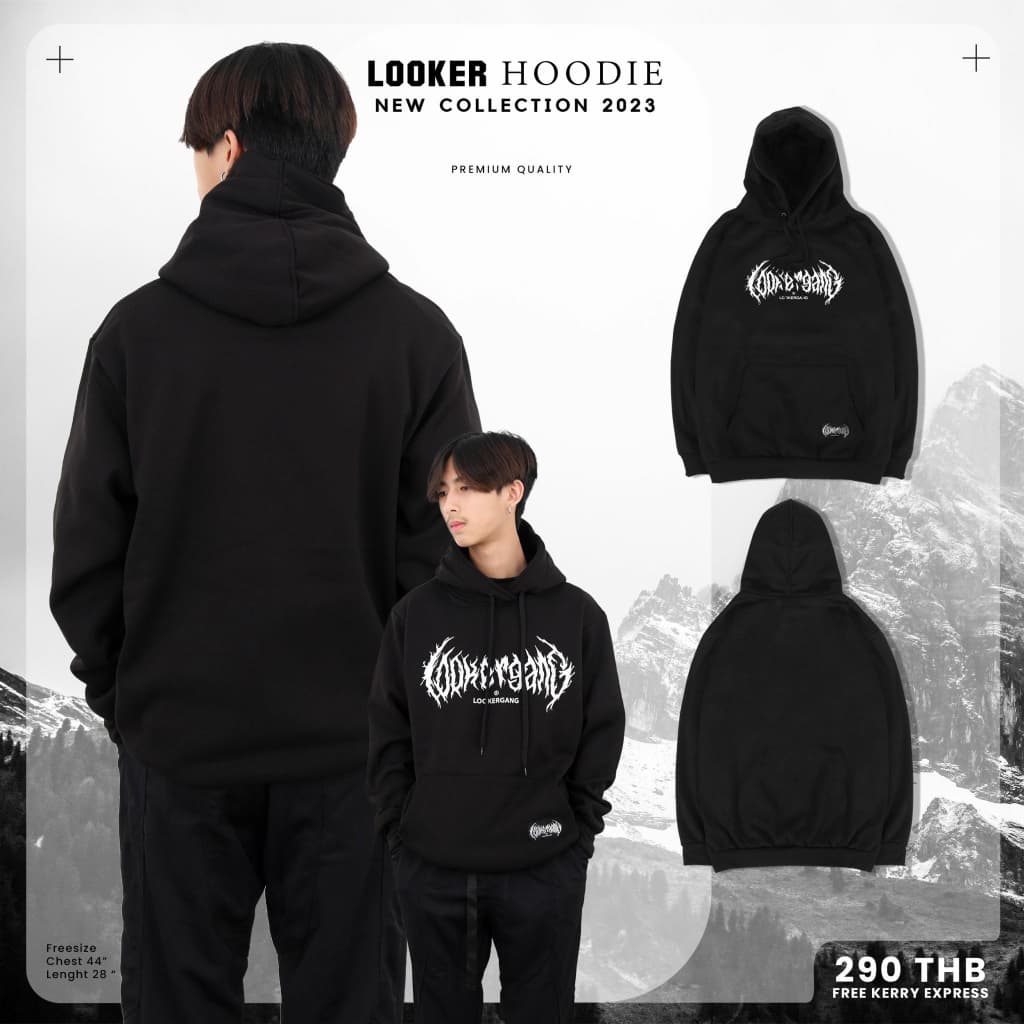 LOOKER - Hoodies เสื้อฮู้ดสีดำ เสื้อฮู้ดแขนยาว https://wayoza.com
