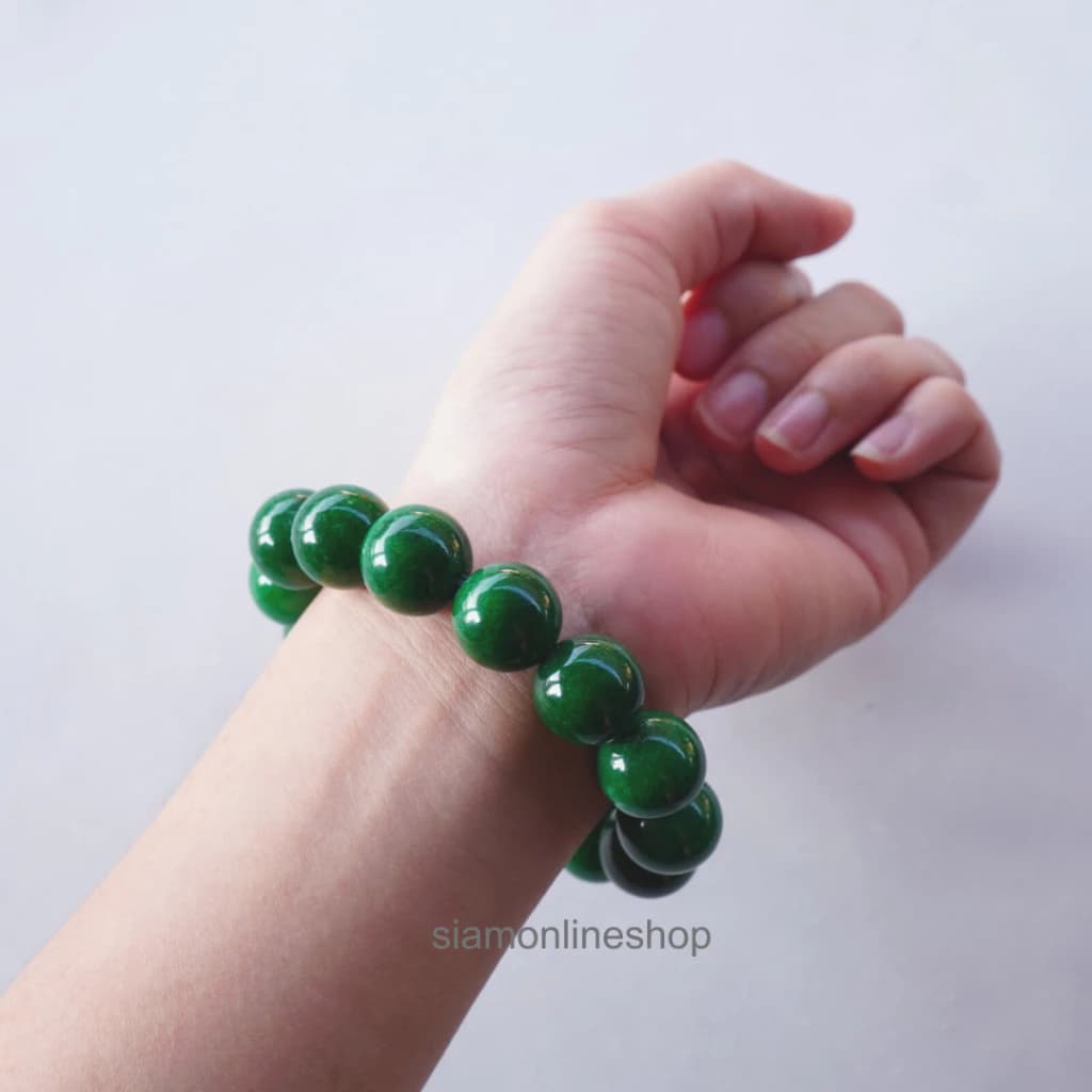 Jade Green Lucky Stone หินมงคล หินโทนสีเขียวหยก เลือกขนาดเม็ดหินได้ ( 6-14 มม. ) หินแห่งความสงบสุข กำไลหินแท้ https://wayoza.com
