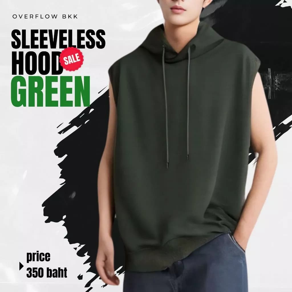 เสื้อฮู้ด แขนกุด ฮู้ดดี้ Sleeveless Hood สีดำ กรมท่า เขียว แดง ชมพู เหลือง ขาว https://wayoza.com