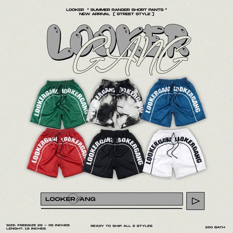 LOOKER - กางเกงขาสั้น Summer Ranger Short Pants สีดำ สีขาว สีฟ้า สีขาวดำ สีแดง https://wayoza.com