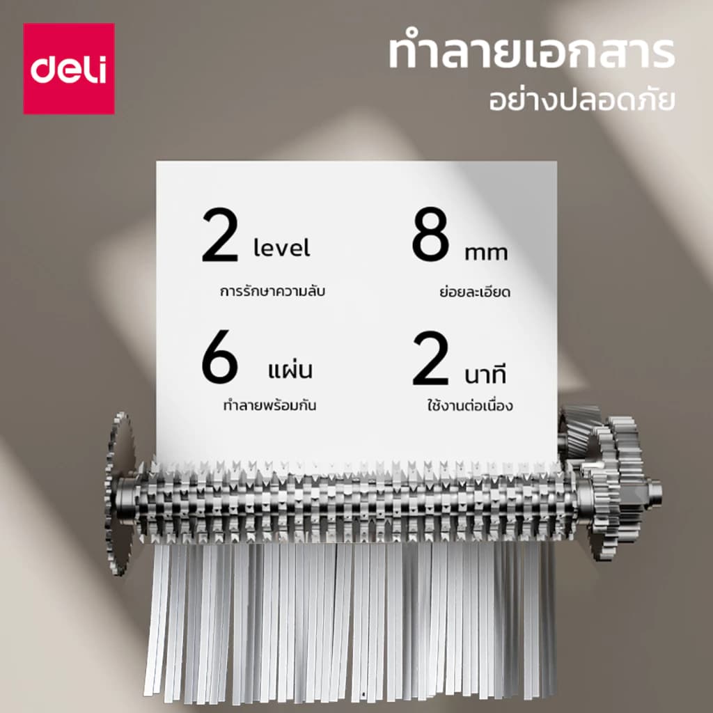 Deli ET101SC เครื่องทำลายเอกสาร 10 ลิตร เครื่องย่อยเอกสาร เครื่องทําลายกระดาษ ขนาด A4 6 แผ่น อุปกรณ์สำนักงาน Paper Shredder https://wayoza.com