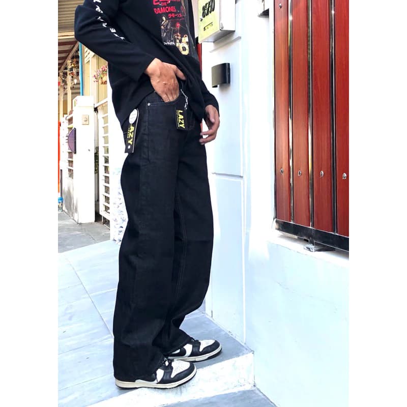 LAZY กางเกงยีนส์ 14Oz. ผ้าดิบ สีมิดไนท์ https://wayoza.com