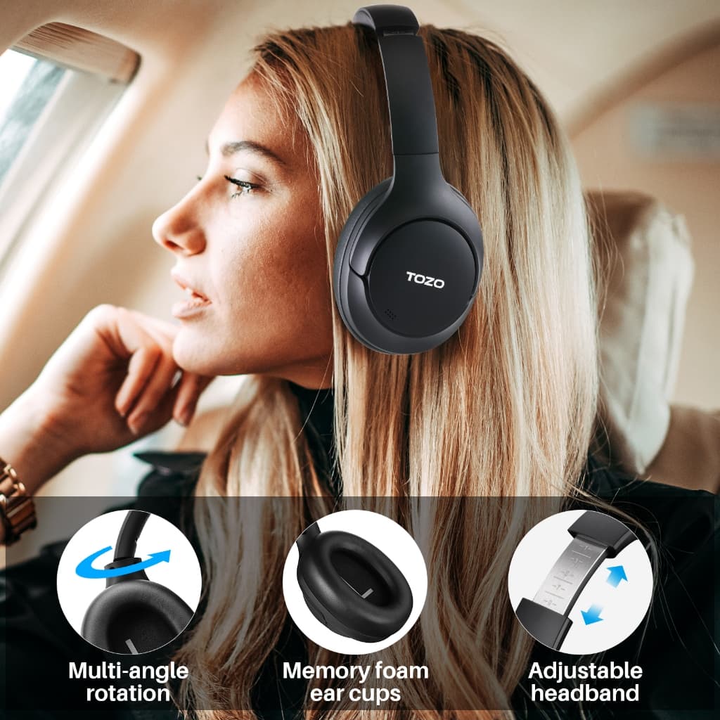 TOZO H10 หูฟัง Headphone มี Adaptive ANC Bluetooth 5.3 หูฟังครอบหู หูฟังไร้สาย ใช้ได้นาน 60 ชม./ชาร์จ https://wayoza.com