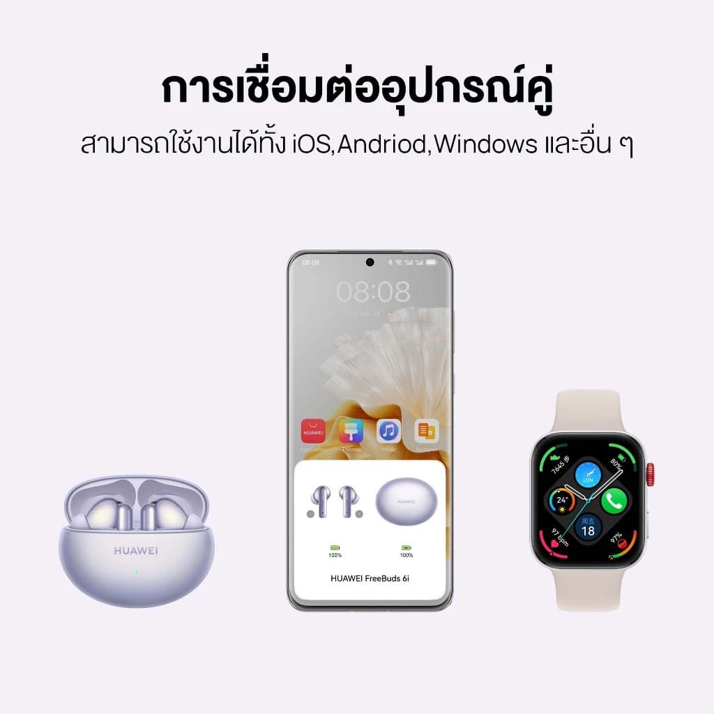 HUAWEI FreeBuds 6i หูฟัง Bluetooth 5.3 ลดเสียงรบกวนอัจฉริยะ ANC 3.0 เบสแน่น Punchy Bass https://wayoza.com