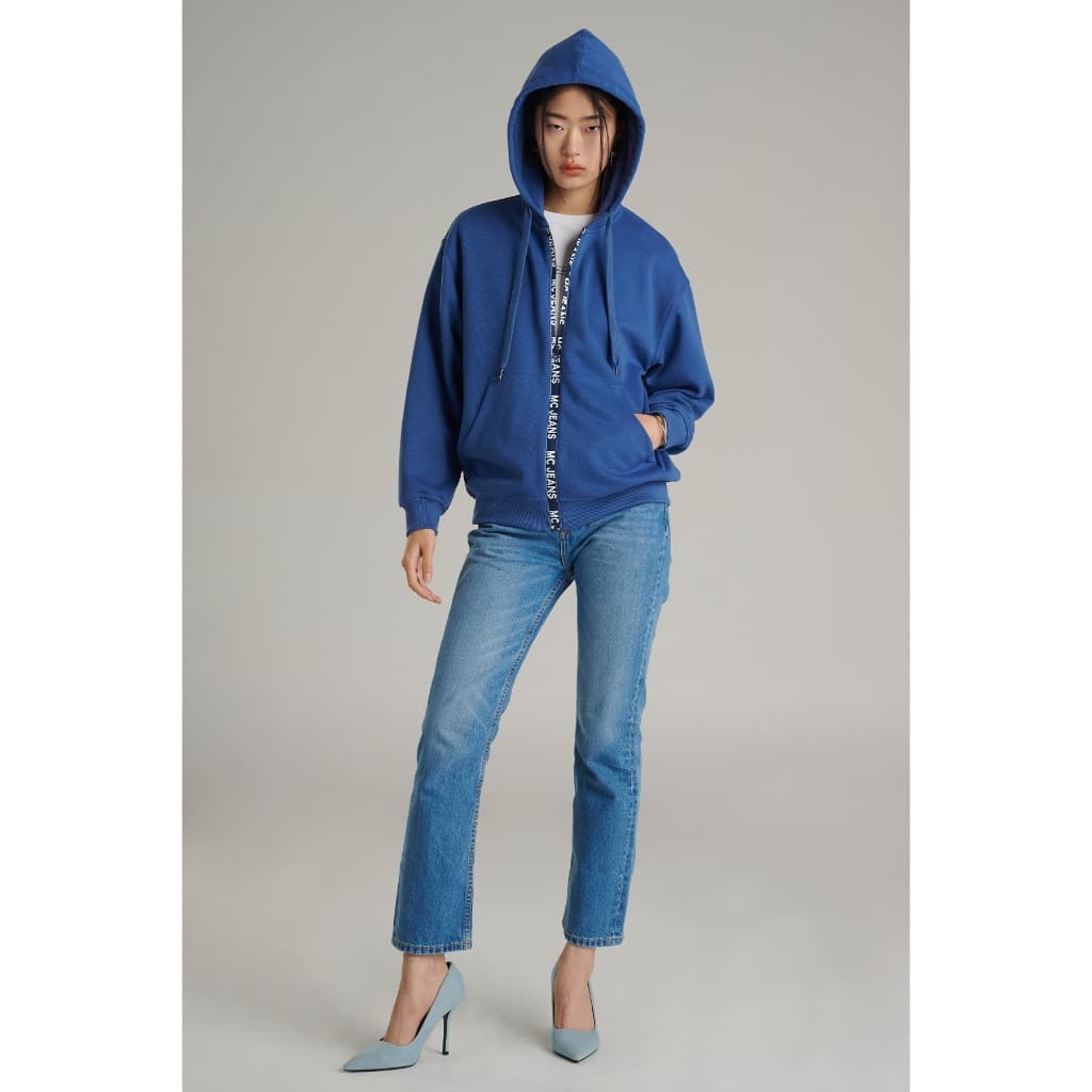 Mc jeans เสื้อกันหนาว ฮู้ดดี้ Unisex แขนยาว สีน้ำเงิน MJHP213 https://wayoza.com