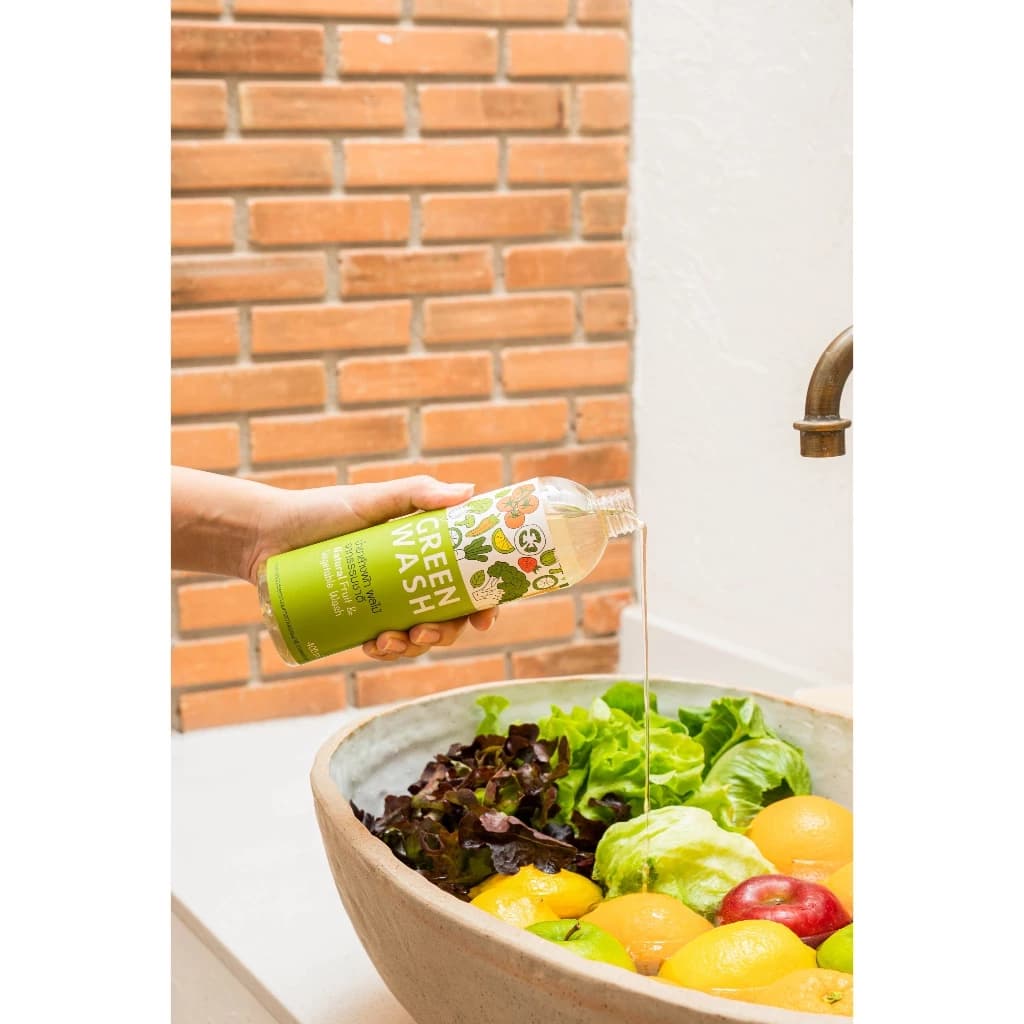 GreenWash Fruit and Vegetable Wash น้ำยาล้างผักผลไม้และเนื้อสัตว์ จากเอนไซม์ผลไม้ ขนาด 400 มล. https://wayoza.com