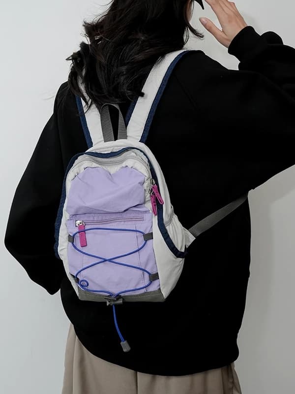 กระเป๋าเป้ไนล่อนมินิ รุ่น N202 สไตล์สปอร์ต ขนาดกะทัดรัด โทนสีตัดกัน จุของได้เยอะ (3สี ขาว เขียว ม่วง) https://wayoza.com