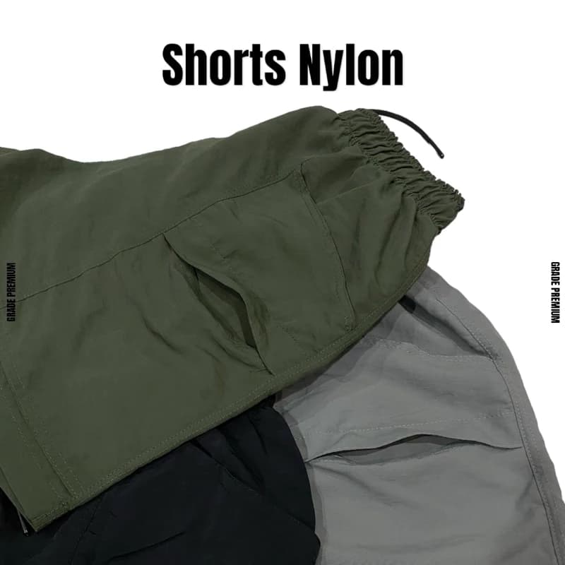 UPPERGOD กางเกงขาสั้น Shorts Nylon มีเชือกผูกเอว เกรดพรีเมี่ยม สีดำ สีเทา สีเขียวขี้ม้า สีครีม https://wayoza.com