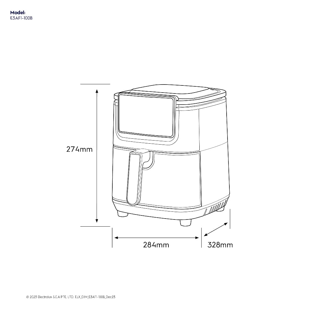 Electrolux รุ่น E3AF1-100B หม้อทอดไร้น้ำมัน UltimateTaste 300 ความจุ 3.3 ลิตร หม้ออบลมร้อน สีดำ https://wayoza.com