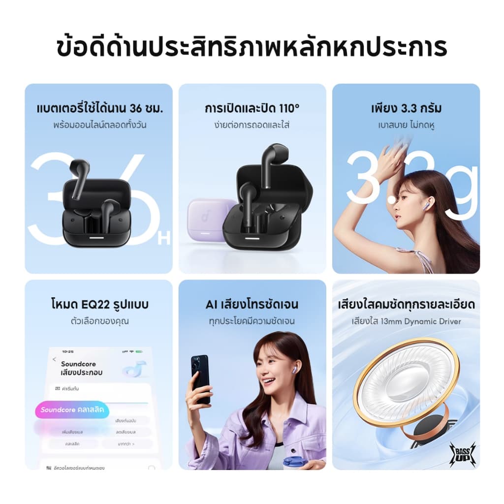 Soundcore K20i หูฟังบลูทูธ สายหูฟังไร Ai ตัดเสียงรบกวนขณะโทร โหมดเกม เล่นนานสูงสุด 36H ชาร์จเร็ว Bluetooth 5.3 https://wayoza.com