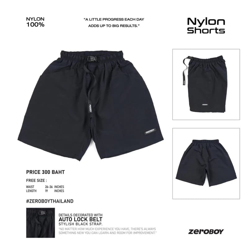 ZEROBOY - Nylon Shorts กางเกงขาสั้น กางเกงไนล่อนขาสั้น 5 สี สีขาว สีเบจ สีเทา สีเขียวขี้ม้า สีดำ https://wayoza.com