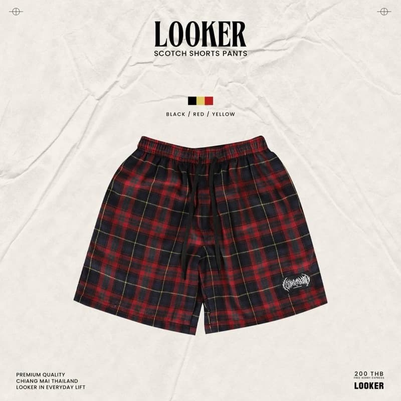 LOOKER - กางเกงขาสั้นลายสก็อต สีครีมดำ สีแดงดำ สีแดงคริสต์มาส สีดำ สีขาวเส้นแดง สีเขียวดำ สีดำเทา สีเขียวกรม สีเทาเส้นขาว https://wayoza.com