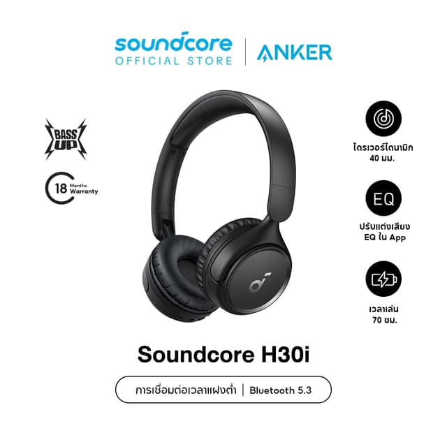 Soundcore H30i headphone Bluetooth 5.3 หูฟังบลูทูธไร้สาย หูฟังตัดเสียงรบกวน หูฟังไร้สาย A3012