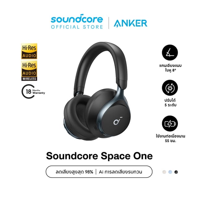 Soundcore Space One S1 headphone bluetooth 5.3 หูฟังบลูทูธไร้สาย หูฟังตัดเสียงรบกวน LDAC Hi-Res ANC 55H A3035
