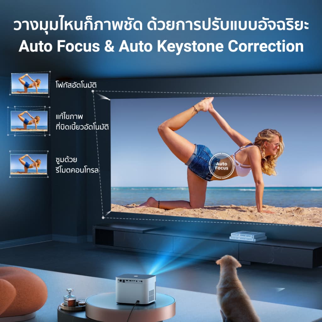 Yaber U11 โปรเจคเตอร์ Google TV 1080P FHD โฟกัสอัตโนมัติ รองรับ 4K สว่าง 450 ANSI Lumens projector ดูหนัง https://wayoza.com