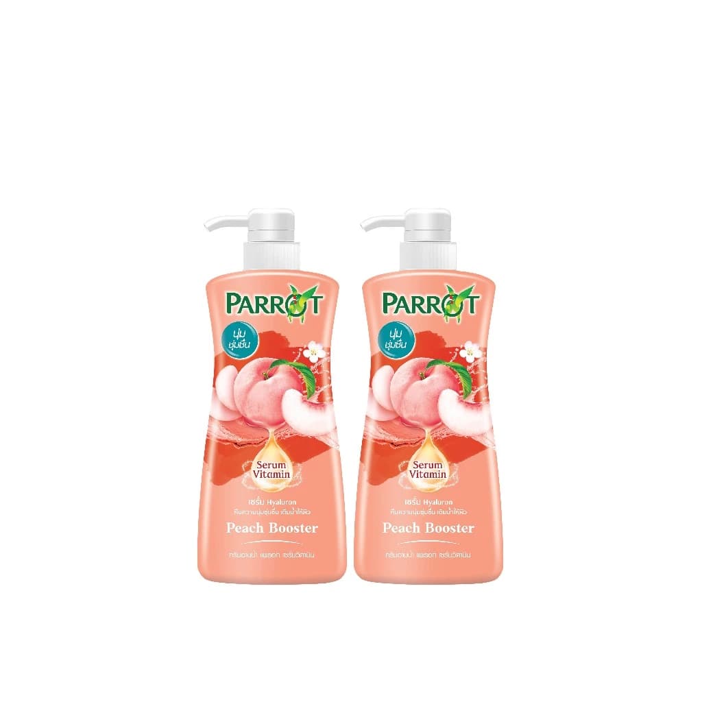 PARROT แพรอทครีมอาบน้ำ เซรั่ม วิตามิน ซีแอนด์อี พีช แพชชั่น Shower Cream Serum Vitamin Peach Booster https://wayoza.com