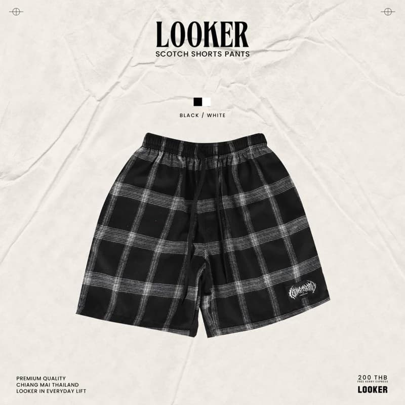 LOOKER - กางเกงขาสั้นลายสก็อต สีครีมดำ สีแดงดำ สีแดงคริสต์มาส สีดำ สีขาวเส้นแดง สีเขียวดำ สีดำเทา สีเขียวกรม สีเทาเส้นขาว https://wayoza.com
