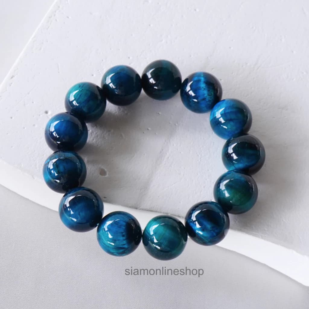ROYAL BLUE TIGEREYE หินไทเกอร์อาย สีรอยัลบลู เลือกขนาดเม็ดหินได้ สร้อยข้อมือหินแท้ https://wayoza.com