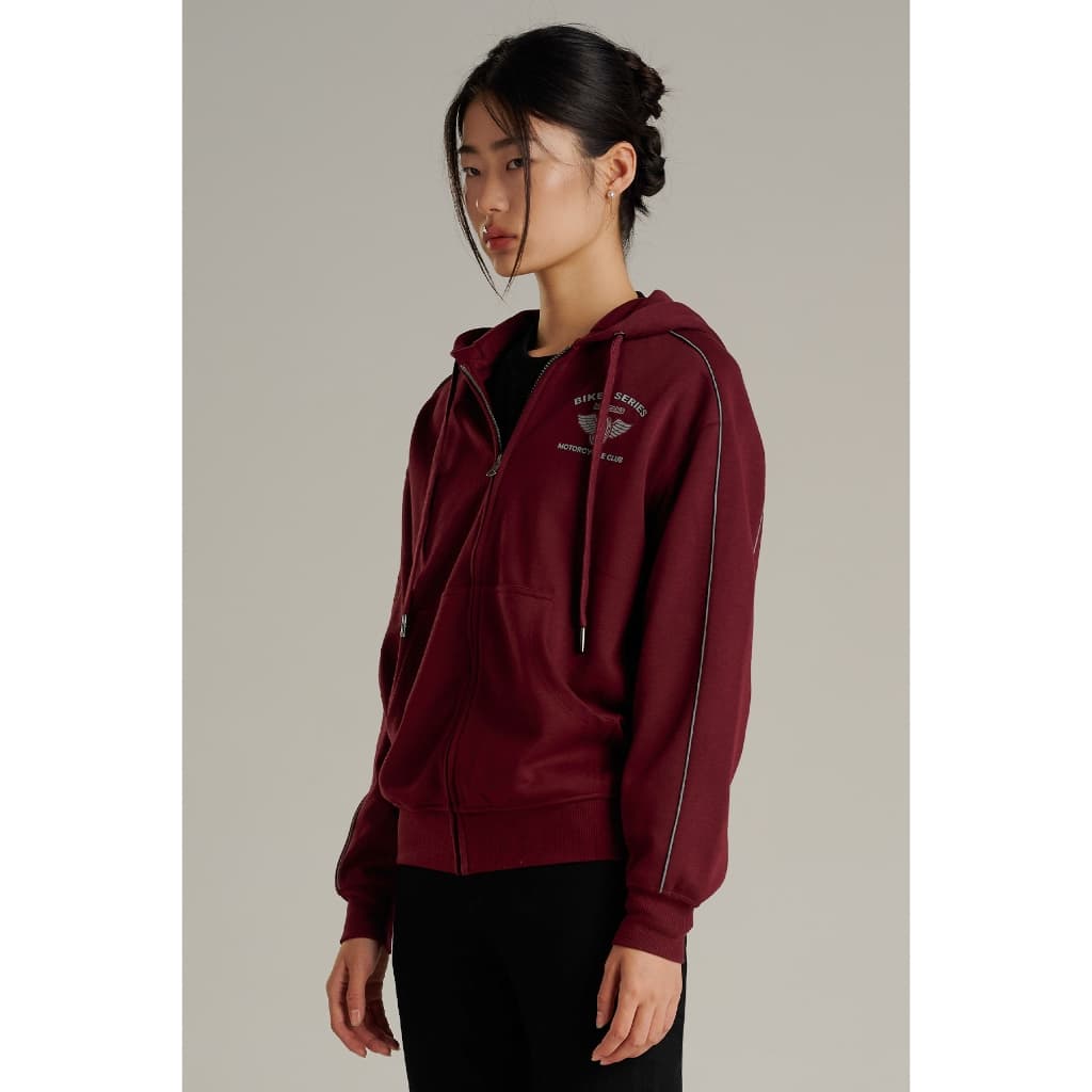 Mc jeans เสื้อกันหนาว ฮู้ดดี้ Unisex แขนยาว สีแดงเลือดหมู MJHP217 https://wayoza.com