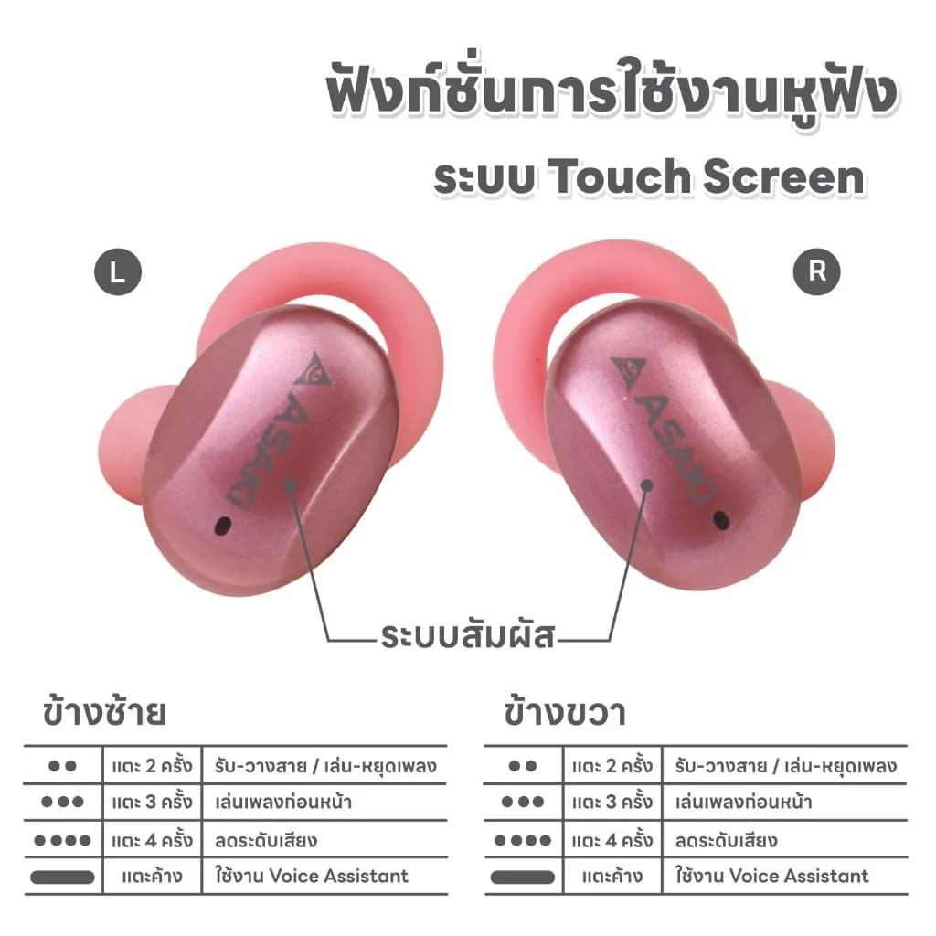 ASAKi AK-Buds Pro Earphone Bluetooth 5.3 หูฟังไร้สาย หูฟังบลูทูธ เสียงดี เบสแน่น แบตอึด - รับประกัน 1 ปี https://wayoza.com