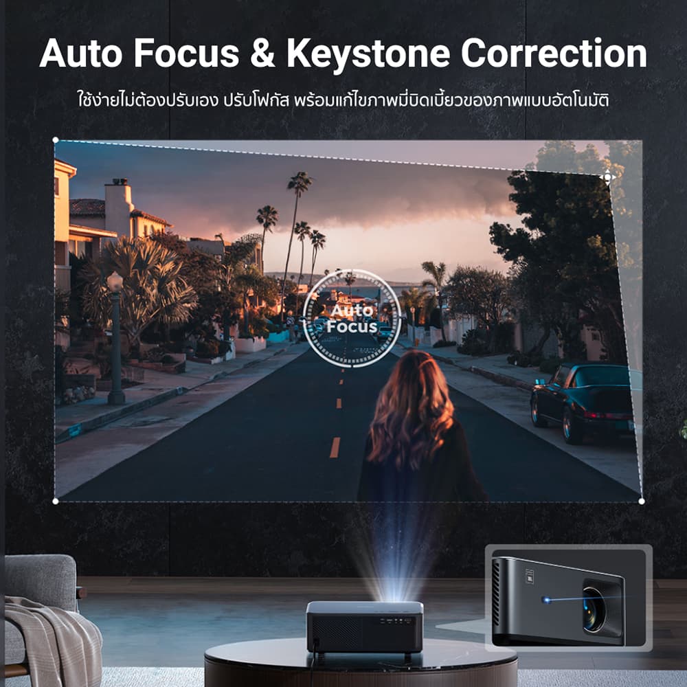Yaber K2s โปรเจคเตอร์ Google TV คมชัด 1080P FHD โฟกัสอัตโนมัติ รองรับ 4K Projector Netflix projector ดูหนัง https://wayoza.com