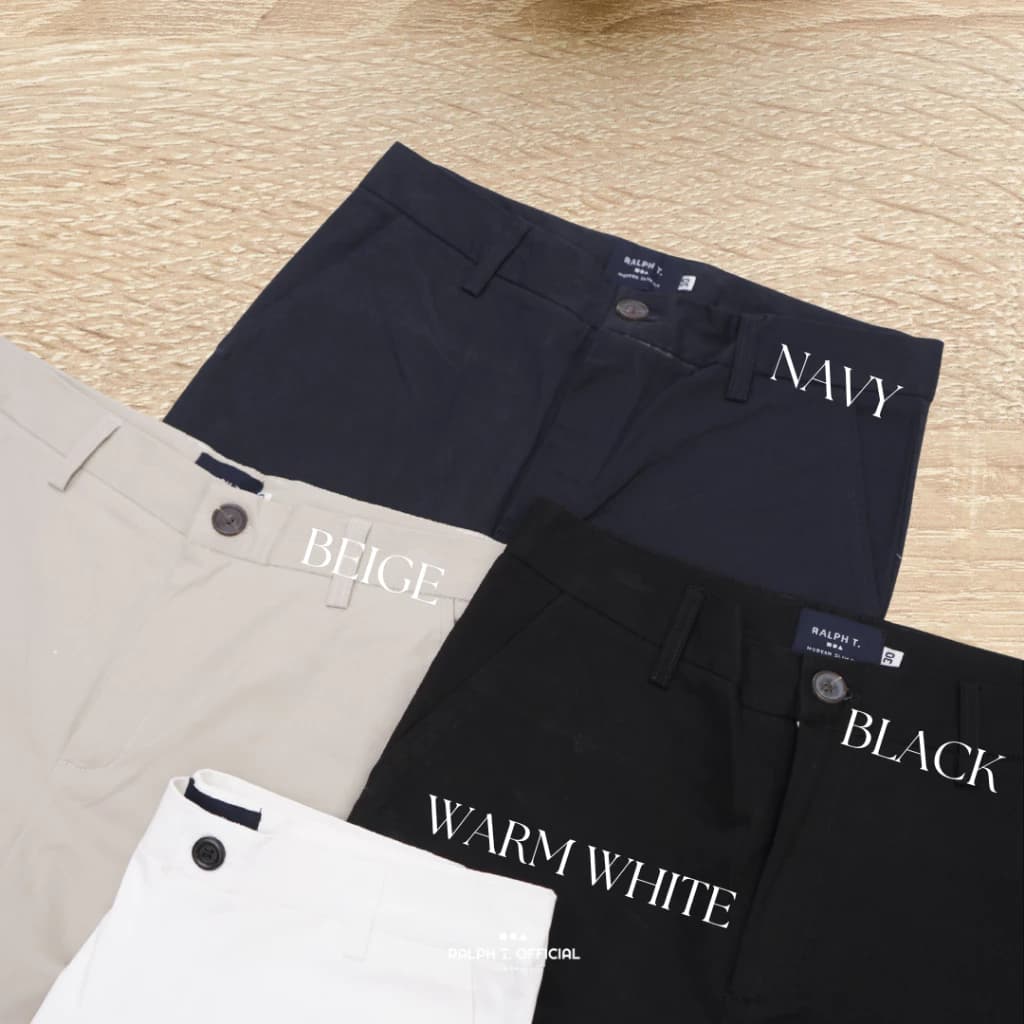 RALPH T OFFICIAL กางเกงขาเต่อ 5 ส่วน ชิโน่ยืดนุ่ม ทรงเกาหลี KOREAN ANKLE PANTS กางเกงขายาว ผู้ชาย สแล็ค สีขาว สีกรม สีเบจ สีดำ https://wayoza.com