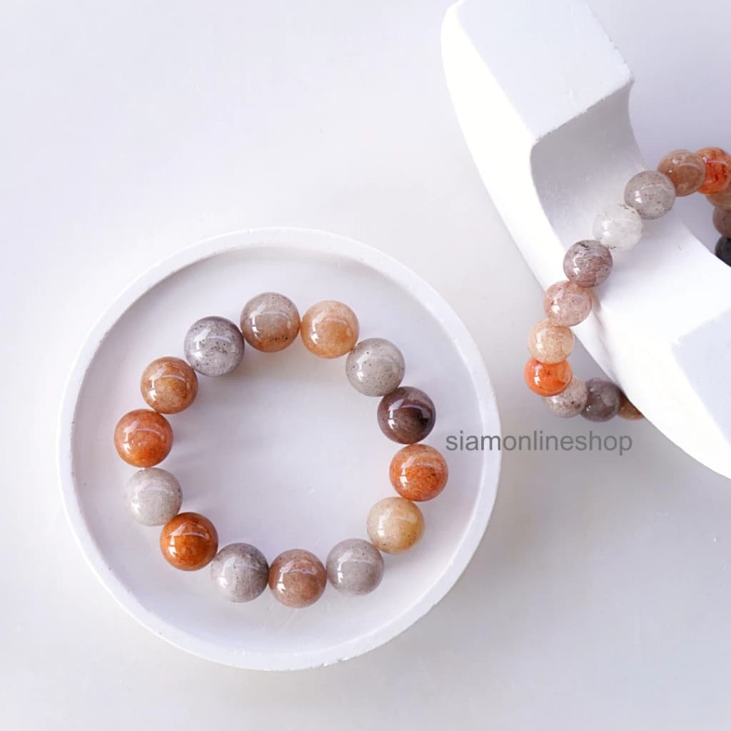 LUCKYSTONE หินโทนสีน้ำตาลพลาสเทลหลากสี เลือกขนาดเม็ดหินได้ (10-12 มม.) สร้อยข้อมือหินแท้ https://wayoza.com