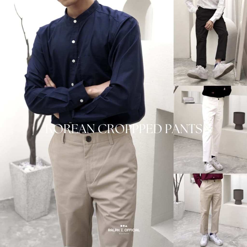 RALPH T OFFICIAL กางเกงขาเต่อ 5 ส่วน ชิโน่ยืดนุ่ม ทรงเกาหลี KOREAN ANKLE PANTS กางเกงขายาว ผู้ชาย สแล็ค สีขาว สีกรม สีเบจ สีดำ https://wayoza.com