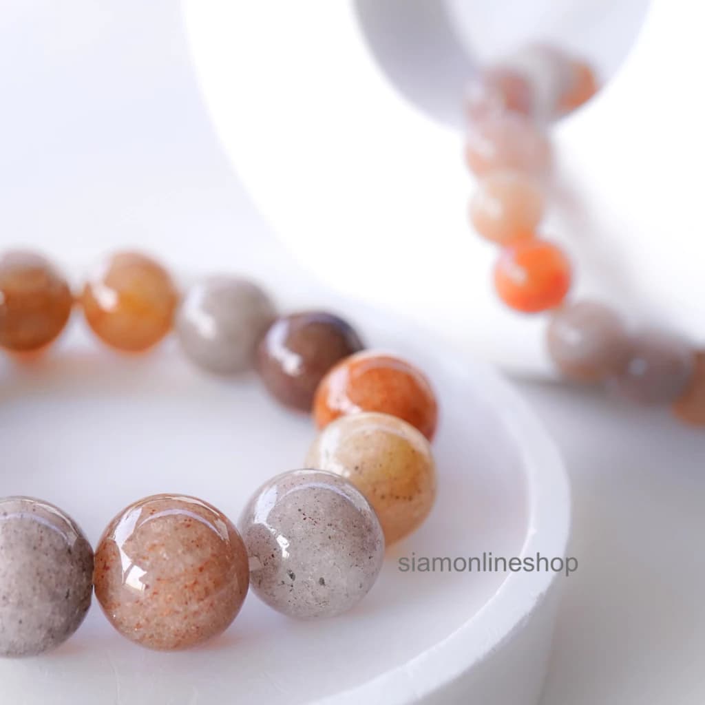 LUCKYSTONE หินโทนสีน้ำตาลพลาสเทลหลากสี เลือกขนาดเม็ดหินได้ (10-12 มม.) สร้อยข้อมือหินแท้ https://wayoza.com