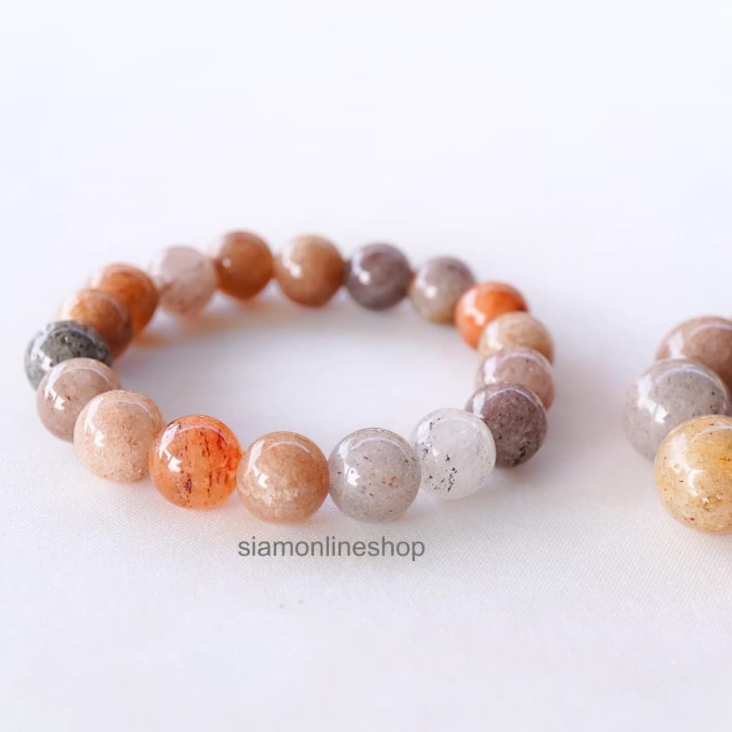 LUCKYSTONE หินโทนสีน้ำตาลพลาสเทลหลากสี เลือกขนาดเม็ดหินได้ (10-12 มม.) สร้อยข้อมือหินแท้ https://wayoza.com