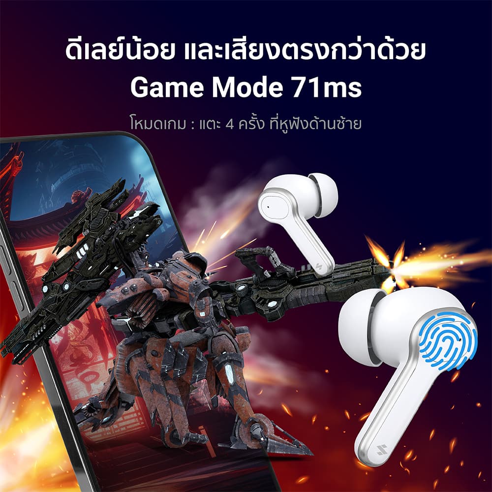 iSuper Evo Buds Life หูฟังไร้สาย Bluetooth 5.3 ไมค์ตัดเสียงรบกวน แบตอึด 35 ชม. รองรับแอป iSuper Play https://wayoza.com